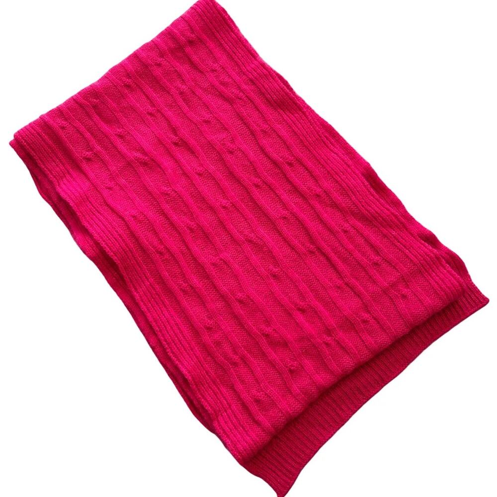 EVELYN 100% Cashmere Lightweight Cable Knit Scarf in Fuchsia Pink